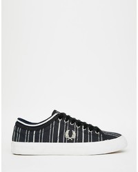 Fred Perry Kendrick Tipped Cuff Canvas Retro Stripe Navy Sneakers