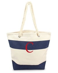 Cathy's Concepts Monogram Stripe Canvas Tote