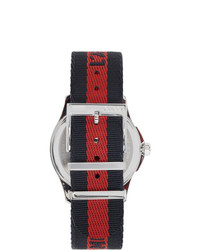 Gucci Navy And Red G Timeless Laveugle Par Amour Tiger Watch