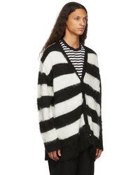 Undercoverism Black White Mohair Striped Cardigan