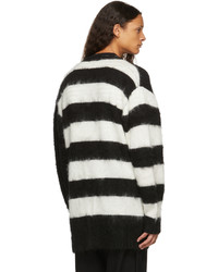 Undercoverism Black White Mohair Striped Cardigan