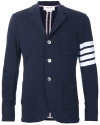 Navy Horizontal Striped Cotton Blazer