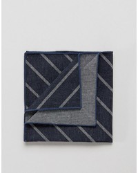 Navy Horizontal Striped Cotton Pocket Square