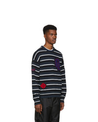 Opening Ceremony Black And Navy Striped Varsity Sweater
