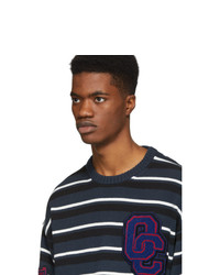 Opening Ceremony Black And Navy Striped Varsity Sweater