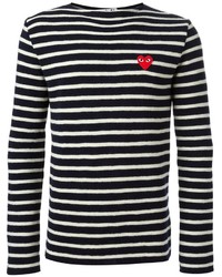 Comme des Garcons Comme Des Garons Play Embroidered Heart Striped Sweater