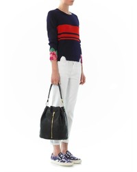Band Of Outsiders Floral Cuff Stripe Sweater