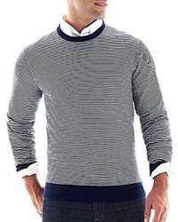 jcpenney Jcp Striped Merino Wool Crewneck Sweater