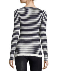 See by Chloe Long Sleeve Striped Sweater Navywhite