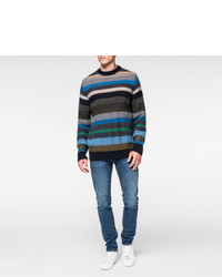 Paul Smith Merino Mohair Blend Muted Multi Stripe Sweater