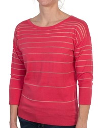 August Silk Modelcurrentbrandname Sheer Stripe Sweater Cotton Modal 34 Sleeve