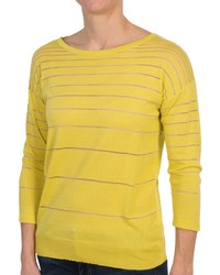August Silk Modelcurrentbrandname Sheer Stripe Sweater Cotton Modal 34 Sleeve