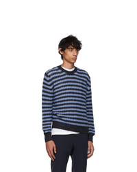 Prada Navy And Blue Striped Alpaca Crewneck Sweater