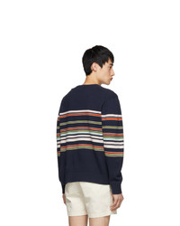 Sies Marjan Navy Cashmere Striped Vin Sweater