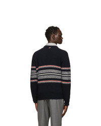 Thom Browne Navy Mohair Cricket Stripe Sweater