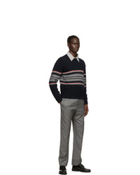 Thom Browne Navy Mohair Cricket Stripe Sweater
