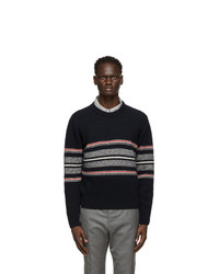 Thom Browne Navy Mohair Cricket Stripe Sweater
