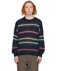 Isabel Marant Navy Multicolor Stripe Mohair Drussellh Sweater