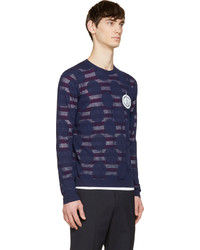 Kenzo Navy Striped Dotted Layered Sweater
