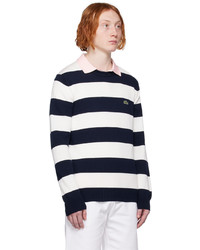 Lacoste Navy White Striped Sweater