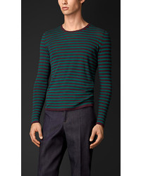 Burberry Prorsum Striped Cashmere Cotton Sweater