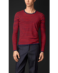 Burberry Prorsum Striped Cashmere Cotton Sweater