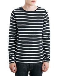Topman Stripe Cotton Crewneck Sweater