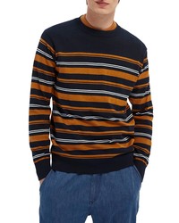 Scotch & Soda Stripe Crewneck Cotton Sweater