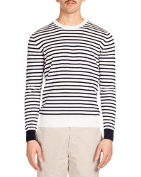 Ami Striped Crewneck Sweater Navywhite