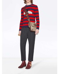 Gucci Striped Wool Sweater With Bee