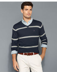 Tommy Hilfiger Sweater American Striped V Neck Sweater