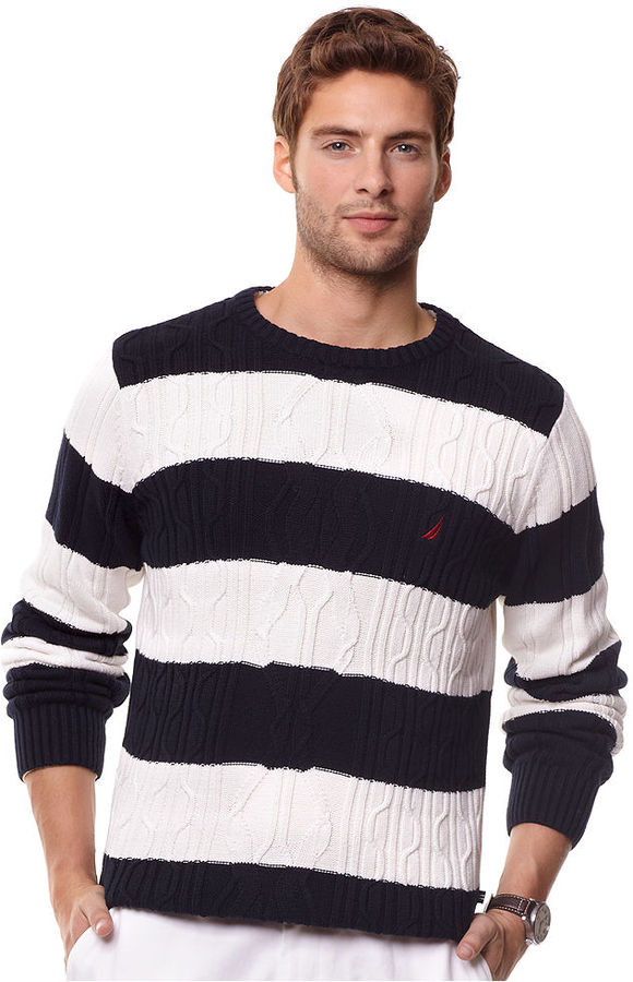 Nautica Sweater Stripe Fisherman Crew Sweater, $79 | Macy's