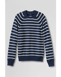 Classic Tall Fit Breton Stripe Cotton Drifter Crewneck Sweater  Navy Stripexxl