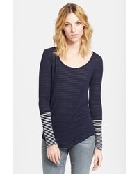 Whetherly Rosewood Stripe Double Knit Jersey Top