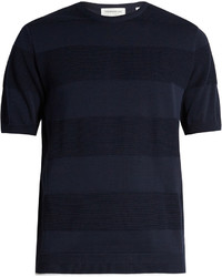 Navy Horizontal Striped Crew-neck T-shirt