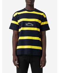 Burberry Embroidered Archive Logo Striped Cotton T Shirt
