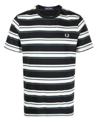 Fred Perry Laurel Wreath Embroidered Striped Cotton T Shirt