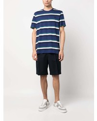 Fred Perry Logo Embroidered Striped Cotton T Shirt