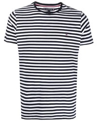 Tommy Hilfiger Logo Embroidered Striped T Shirt