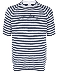 Eleventy Logo Print Striped T Shirt