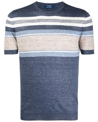 Barba Stripe Pattern Linen T Shirt