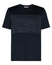 Canali Striped Short Sleeve T Shirt