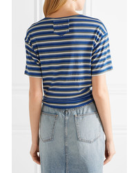 Opening Ceremony Tie Front Striped Ribbed Knit T Shirt