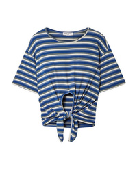 Opening Ceremony Tie Front Striped Ribbed Knit T Shirt