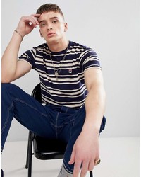 Fila Vintage Terry Towelling Stripe T Shirt In Navy
