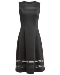 St. John Collection Transparent Stripe Shine Milano Knit Fit Flare Dress
