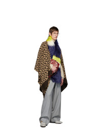 Gucci Navy And Multicolor Faux Fur Scarf
