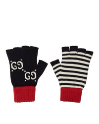 Navy Horizontal Striped Gloves