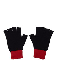 Gucci Navy And Red Striped Gg Gloves