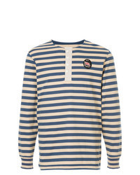 Navy Horizontal Striped Henley Sweater